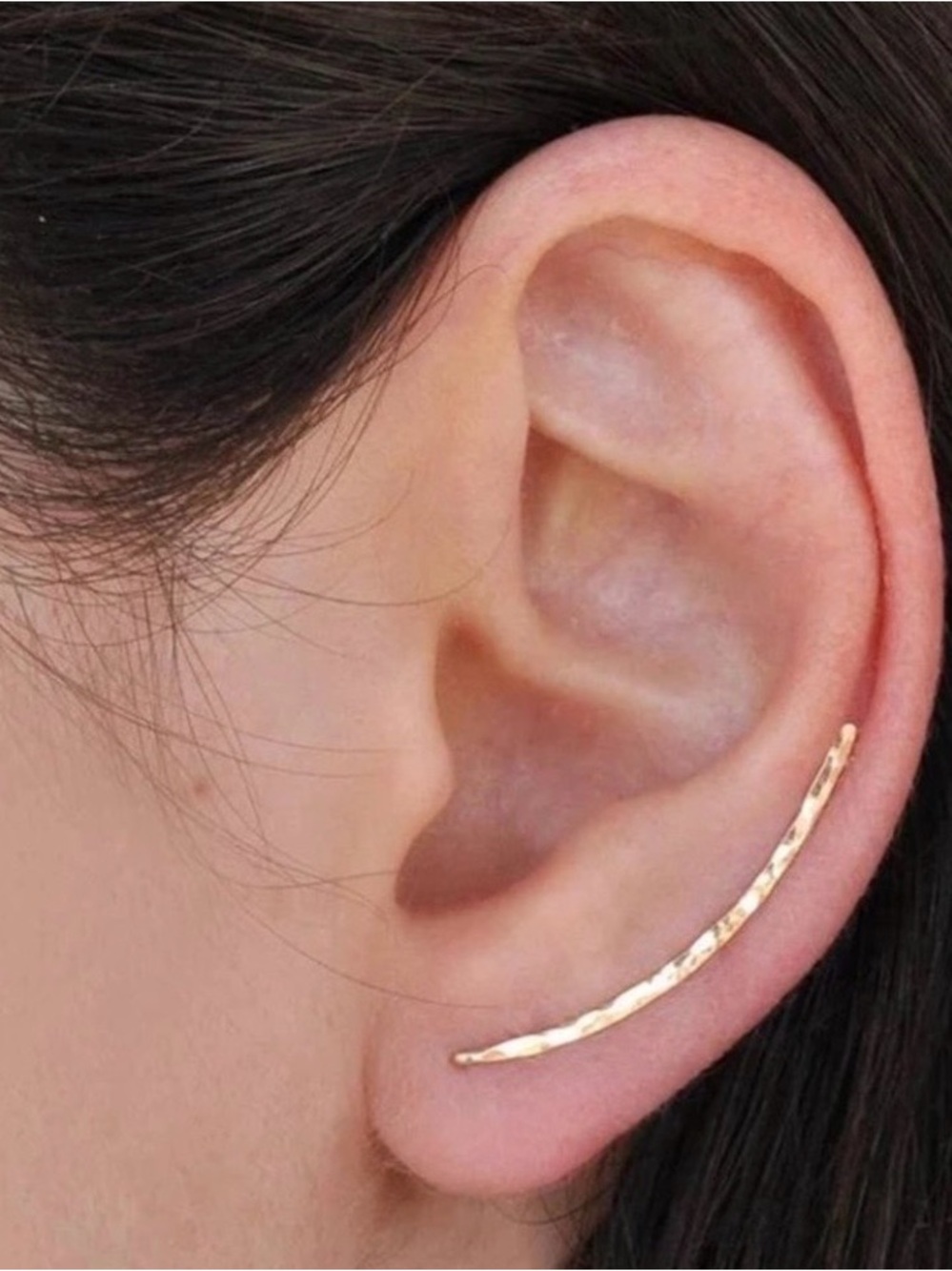 "Devotion" Minimalist
Hammered Metal
Climber/Crawler Dainty
Gold/Silver Earrings
